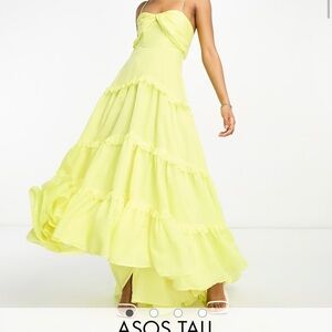 ASOS Strapless Yellow Tiered Sundress for Weddings